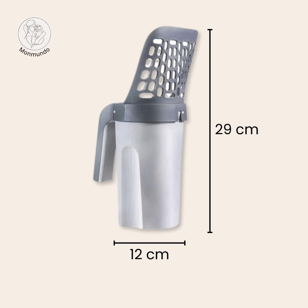 2 - in - 1 Kattenbakschep met Opvangcontainer – Hygiënisch en Tijdsbesparend - Hebbr