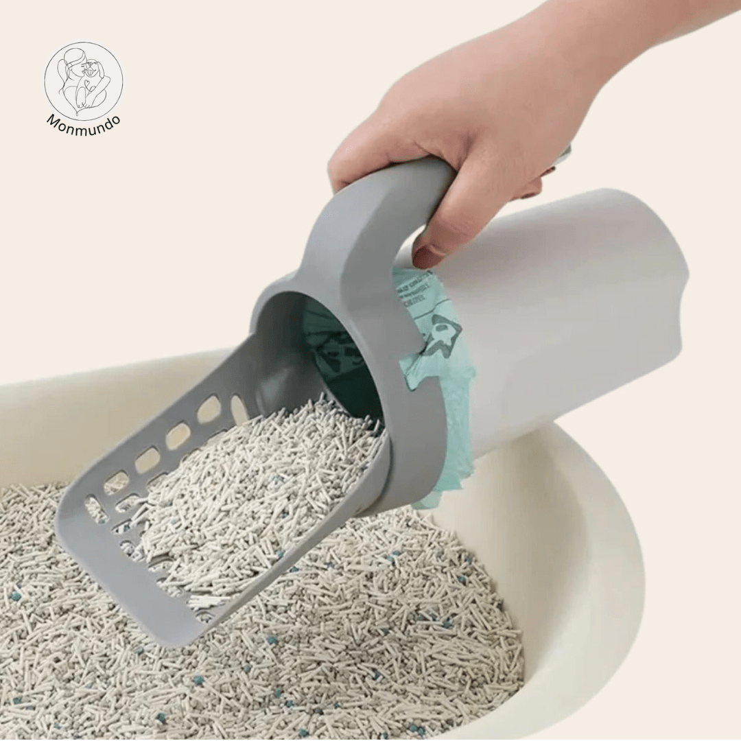 2 - in - 1 Kattenbakschep met Opvangcontainer – Hygiënisch en Tijdsbesparend - Hebbr