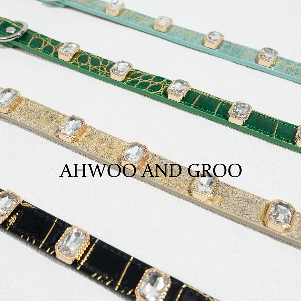 Liora Hondenhalsband | Verstelbaar PU Leer, Krokodillenprint voor Kleine en Middelgrote Honden