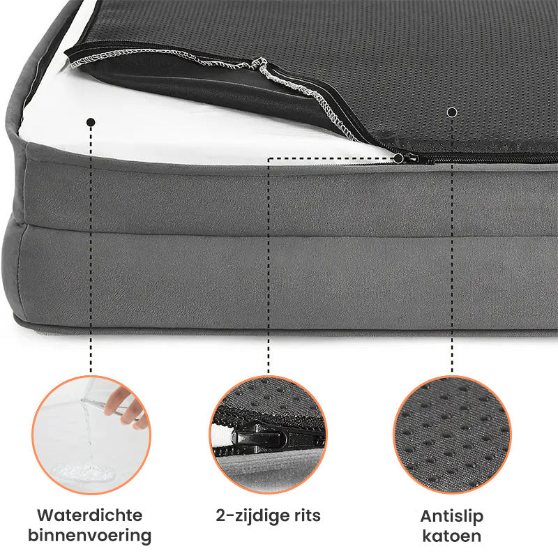 Orthopedisch hondenbed 100×70 cm Traagschuim – Gewrichtsondersteuning Grijs 6