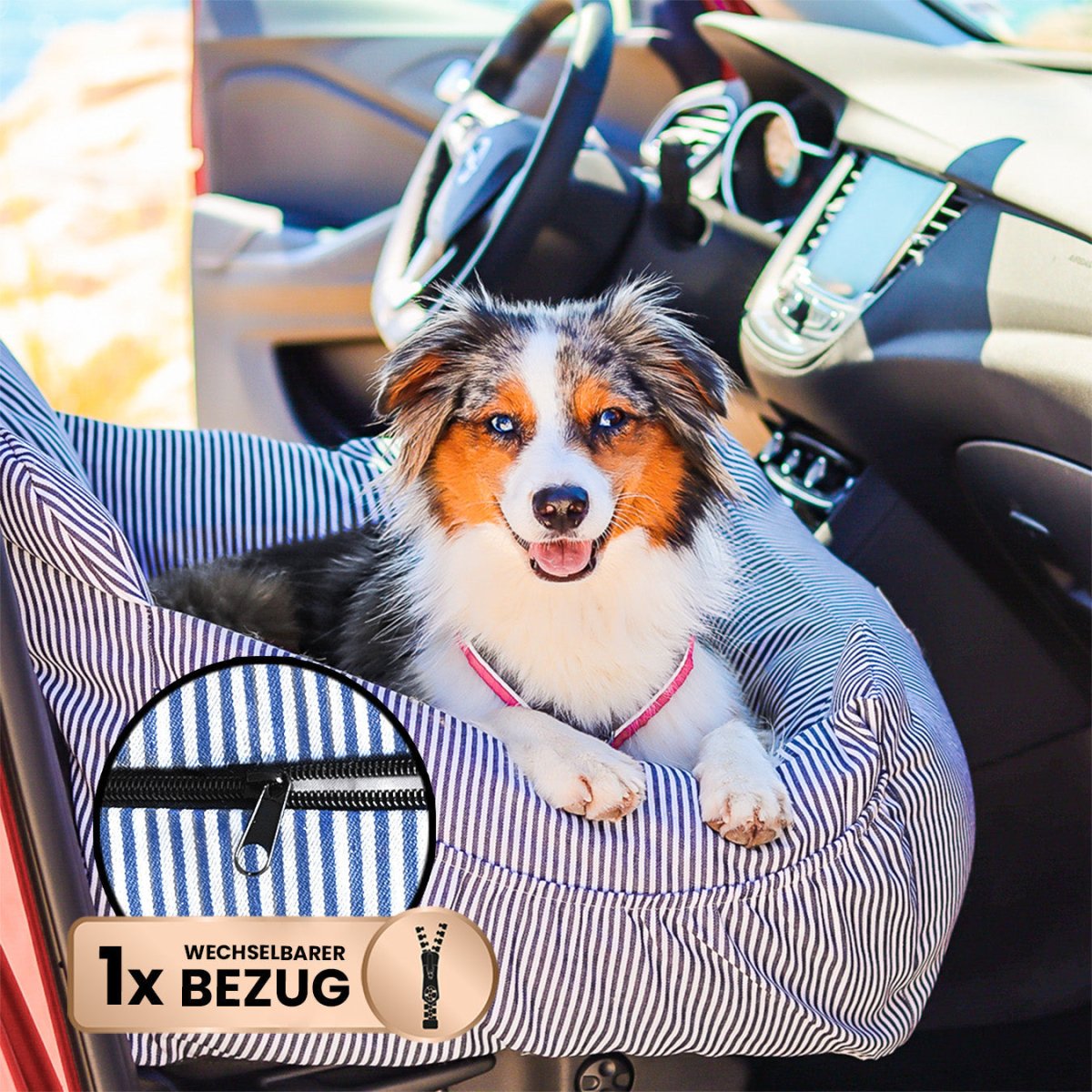 Ademend Autostoel Deksel voor Honden - Wasbaar, Inclusief riemt & Hygienische Bescherming - Hebbr