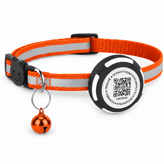 Aero Kattenhalsband | Reflecterend met AirTag Houder en QR-code Veiligheid - Hebbr