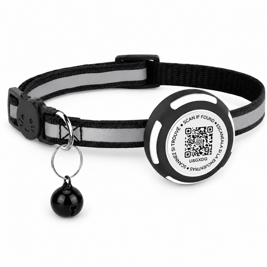 Aero Kattenhalsband | Reflecterend met AirTag Houder en QR-code Veiligheid - Hebbr