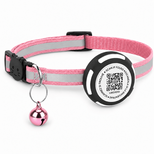 Aero Kattenhalsband | Reflecterend met AirTag Houder en QR-code Veiligheid - Hebbr