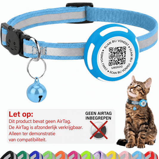 Aero Kattenhalsband | Reflecterend met AirTag Houder en QR-code Veiligheid - Hebbr