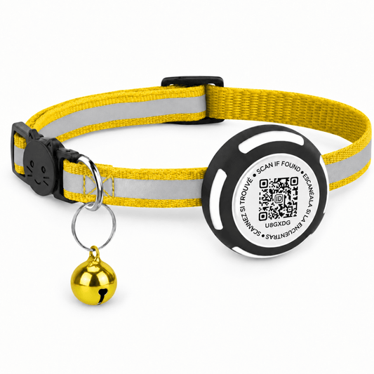 Aero Kattenhalsband | Reflecterend met AirTag Houder en QR-code Veiligheid - Hebbr