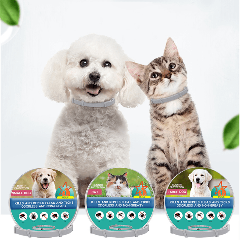 Biologisch Anti - Vlooien - en Tekenhalsband voor Honden en Katten - Verstelbaar en Waterdicht - Hebbr