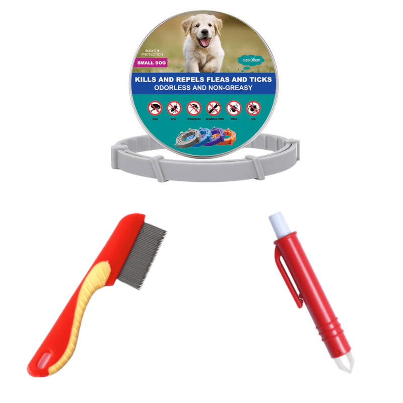 Biologisch Anti - Vlooien - en Tekenhalsband voor Honden en Katten - Verstelbaar en Waterdicht - Hebbr