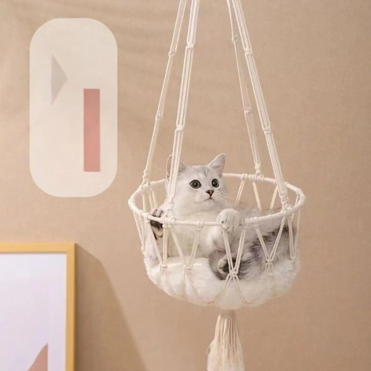 Comfortabele Hangmand voor Katten – Katoen, Lichtblauw Kussen, Verstelbaar 30 - 50 cm - Hebbr