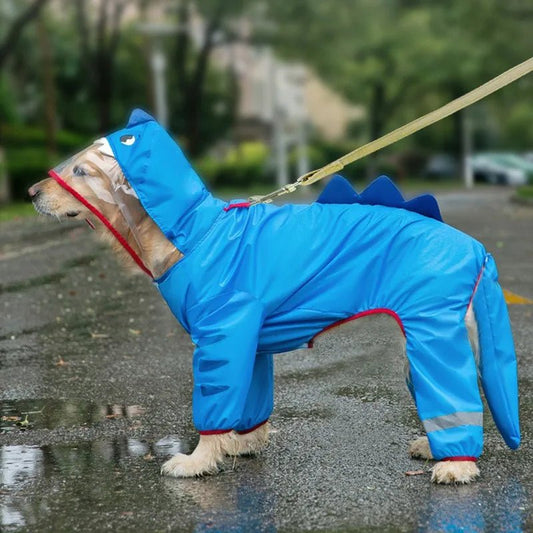 DinoHond Hondenjas | Waterdichte Regenjas Voor Grote Honden Met Dinosaurusstaart - Hebbr