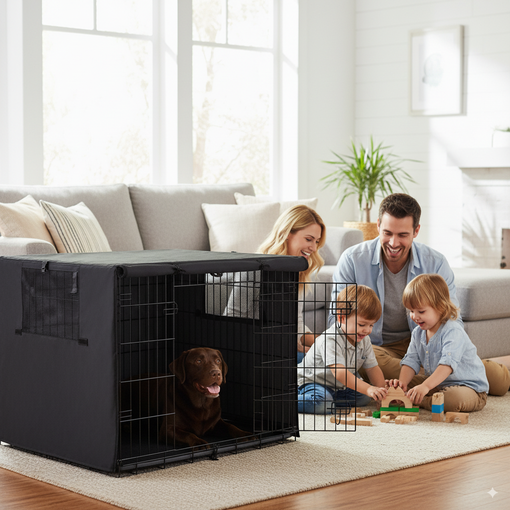 Waterdichte Hondenbench Cover van Oxford Stof - Winddicht, Opvouwbaar en Ademend voor Grote Honden