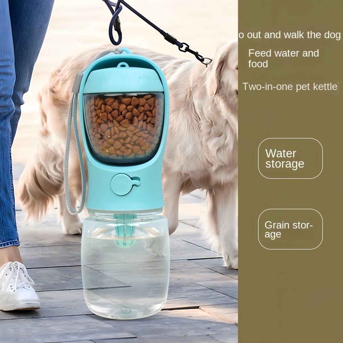 Draagbare Waterfles voor Honden - Lekvrij, Eénhandige Bediening, Geïntegreerde Waterkom - Hebbr