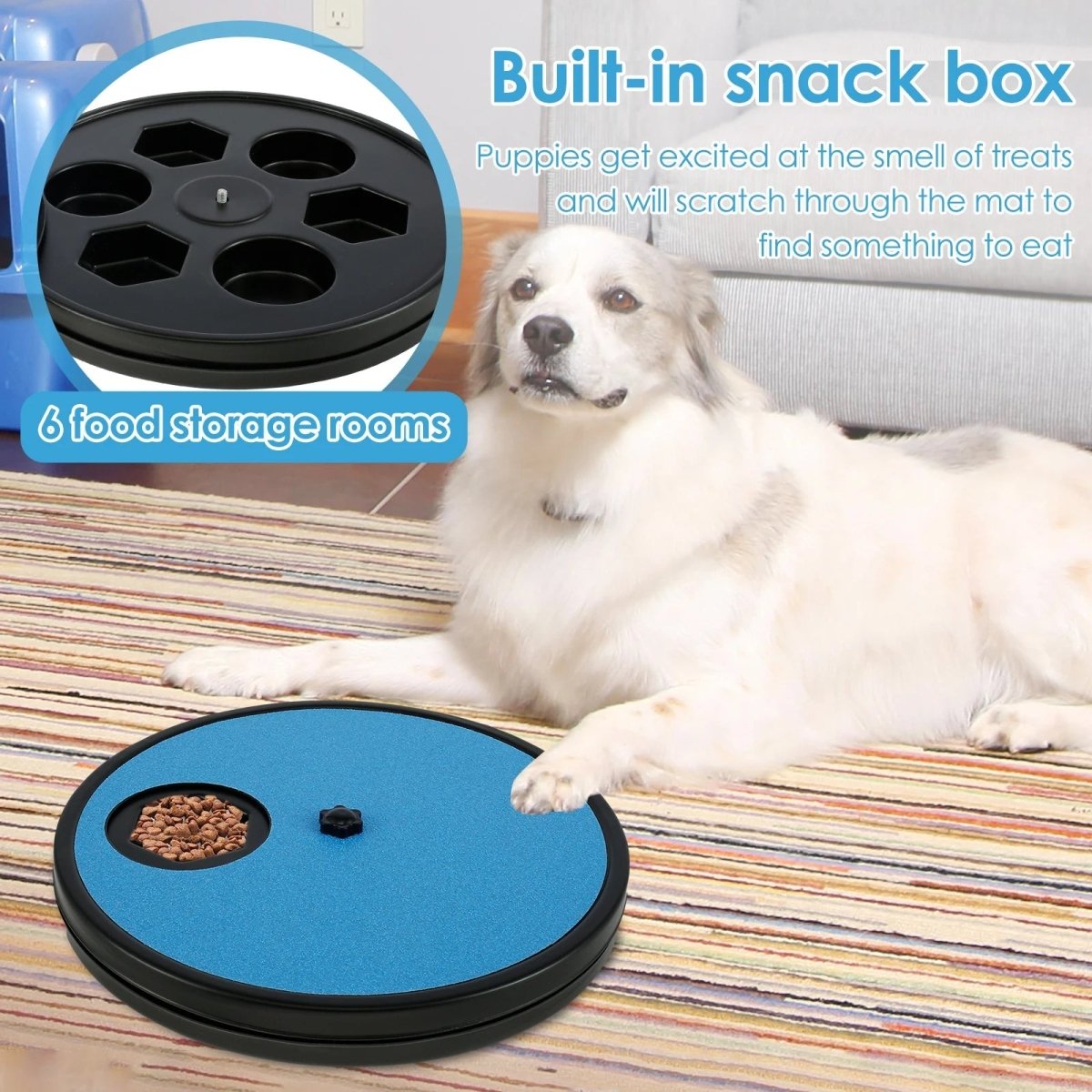 Draaibare Nagelvijl Hond en Kat 30×30×3,6 cm – Stressvrij met Voedselcompartimenten Blauw - Hebbr