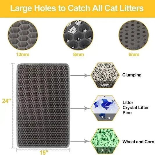 Dubbelzijdige Kattenbakmat, Antislip en Waterdicht - Geschikt voor Alle Kattenbakvullingen - Hebbr