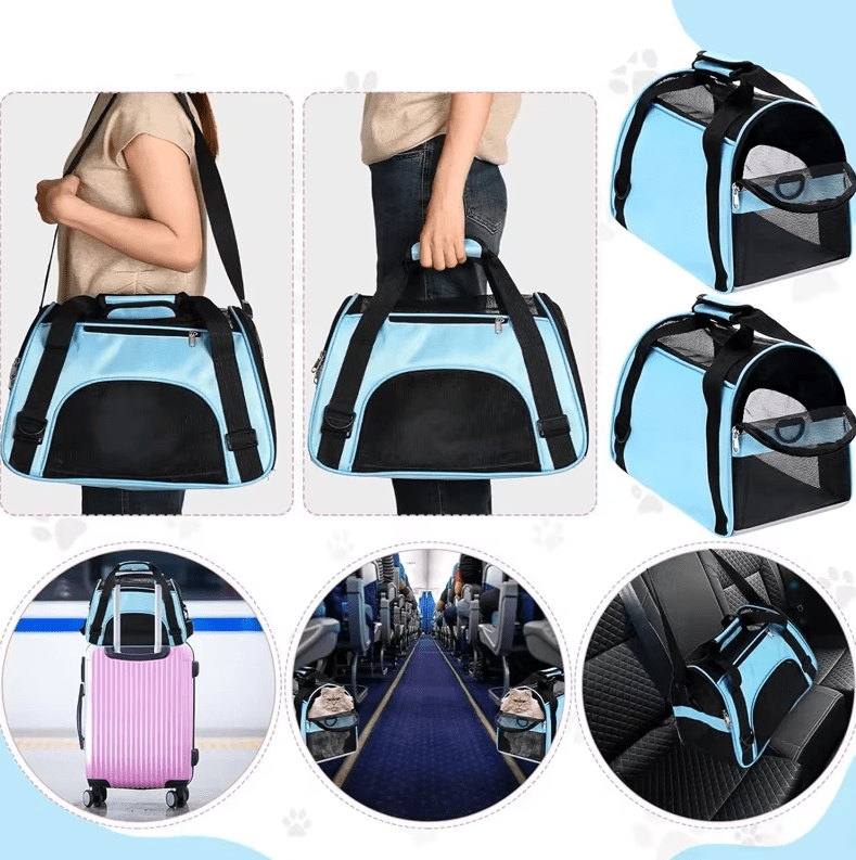 Faltbare Draagtas voor Huisdieren - Ademend Mesh, Ruimtebesparend, Verstelbare Schoudergordel, Grijs - Hebbr