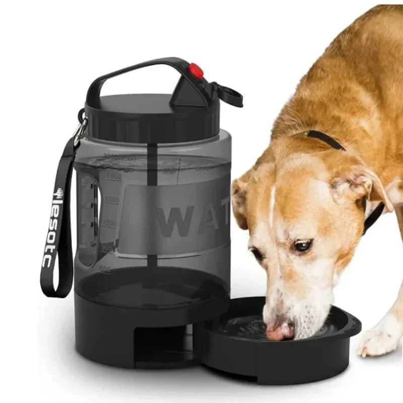 Grote 2.2L Hondenwaterfles met Geïntegreerde Drinkbak - Draagbare Waterdispenser voor Honden - Hebbr