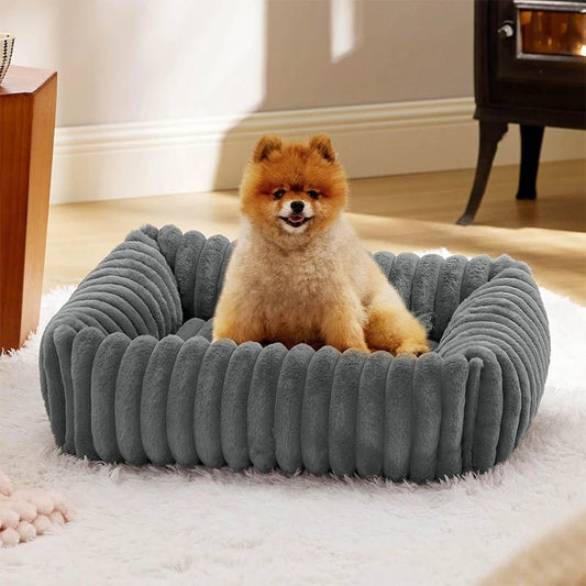 Grote Pluche Hondenbed met Verhoogde Randen, Wasbaar en Antislip - Geschikt voor Middelgrote en Grote Honden - Hebbr