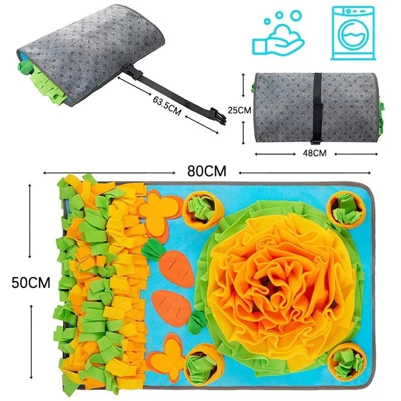 Grote Snuffelmat voor Honden - Interactieve Trainingsmat voor Stressverlichting en Langzaam Voeden, 80x60 cm - Hebbr