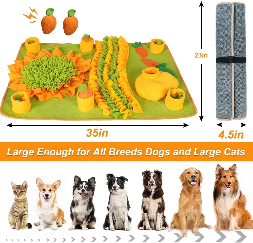 Grote Snuffelmat voor Honden - Interactieve Trainingsmat voor Stressverlichting en Langzaam Voeden, 80x60 cm - Hebbr