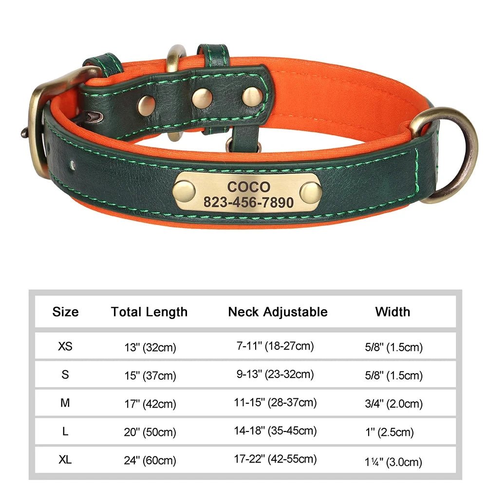 Halsband Hond Leer Verstelbaar met Naamplaatje – Comfortabel en Stijlvol Groen - Hebbr