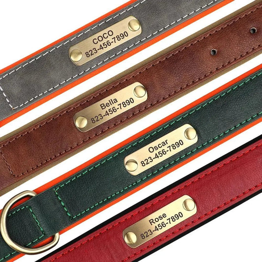 Halsband Hond Leer Verstelbaar met Naamplaatje – Comfortabel en Stijlvol Groen - Hebbr