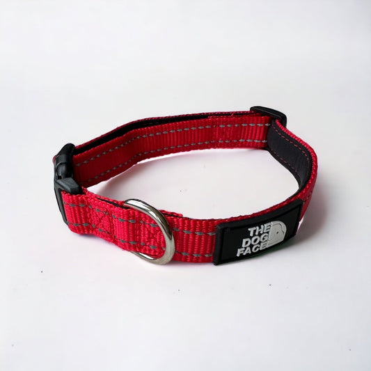 Halsband Hond Verstelbaar Rood Nylon – Reflecterend en Comfortabel - Hebbr