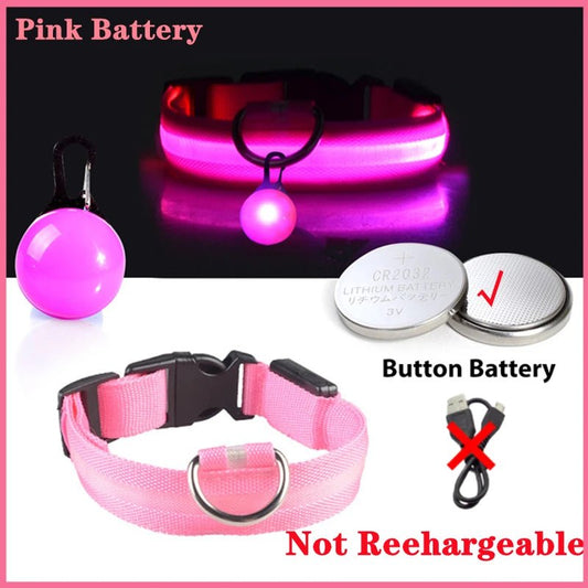 Halsband voor Honden en Katten met LED Licht – USB Oplaadbaar Waterdicht 28–60 cm - Hebbr
