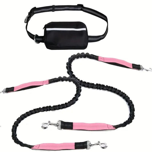 Handsfree Hondenriem Set - Reflecterend, Schokabsorberend en Duurzaam voor Middelgrote Honden - Hebbr