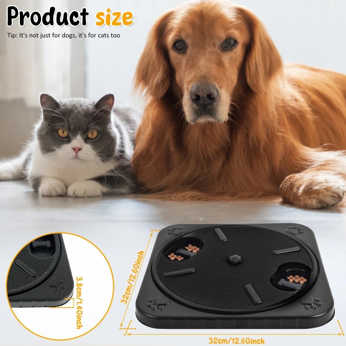 Hond Draaibare Nagelvijl 32×32 cm Kunststof – Interactieve Krabplank met Voeropslag - Hebbr