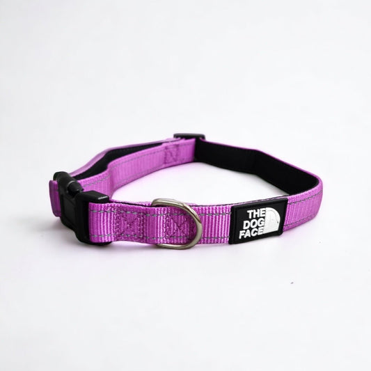 Hond Halsband Verstelbaar – Neopreen met Reflecterende Stiksels Paars - Hebbr