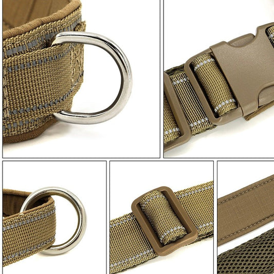 Hond harnas S 46 - 58 cm Nylon – No Pull en Reflecterend Khaki - Hebbr