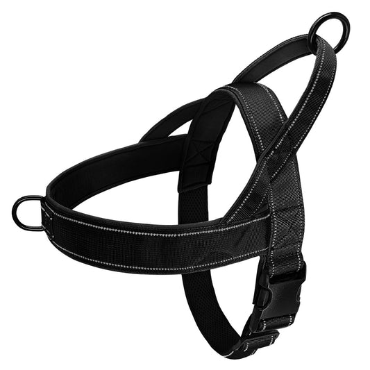 Hond harnas S 46 - 58 cm Nylon – No Pull en Reflecterend Khaki - Hebbr