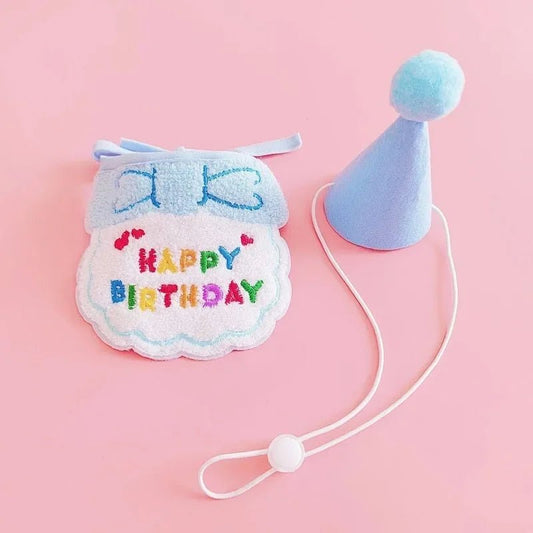 Hond Kat Verjaardag Hoed en Bandana Set – Duurzaam Feestelijk Roze - Hebbr