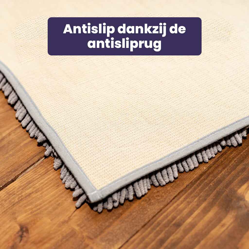 Hond Pootmat 60×90 cm Microvezel – Ultra Absorberend Antislip Grijs - Hebbr