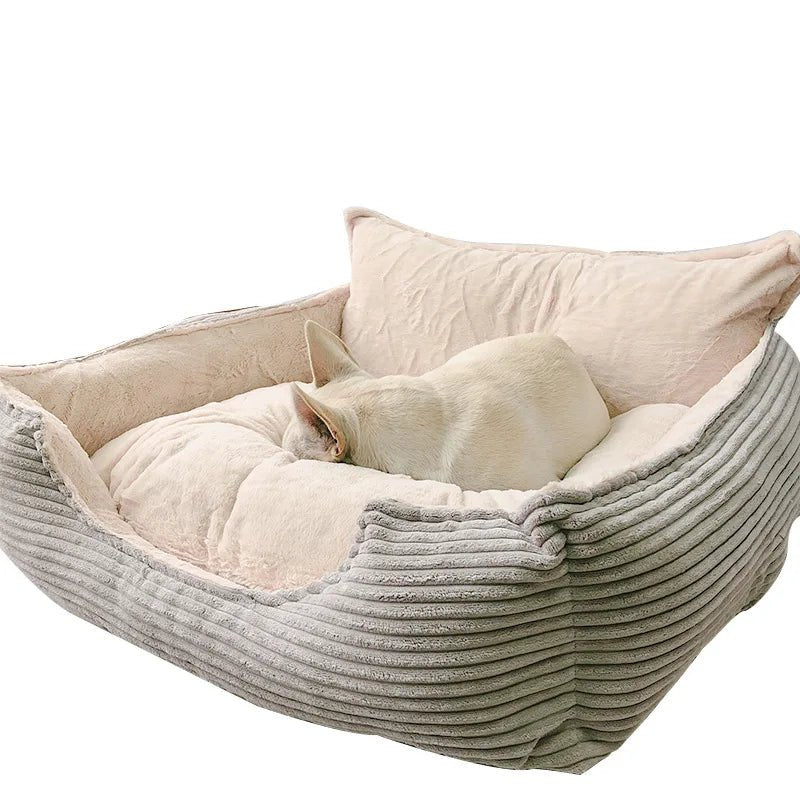 Hond Slaapbank 60×50 cm Corduroy – Warme Pluizige Kennel voor Honden en Katten - Hebbr