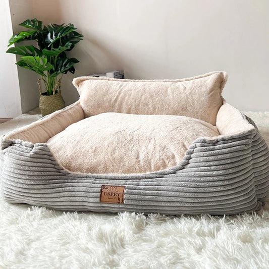 Hond Slaapbank 60×50 cm Corduroy – Warme Pluizige Kennel voor Honden en Katten - Hebbr
