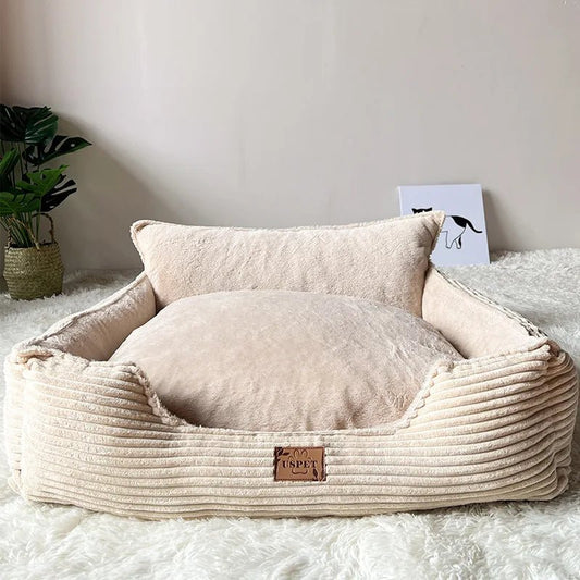 Hond Slaapbank 60×50 cm Corduroy – Warme Pluizige Kennel voor Honden en Katten - Hebbr