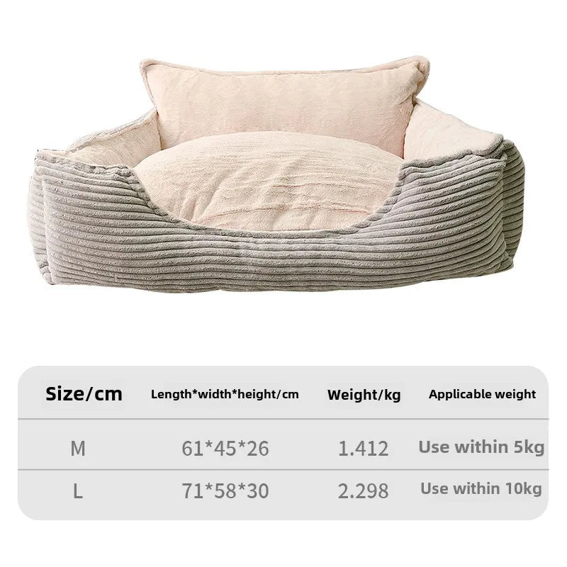 Hond Slaapbank 60×50 cm Corduroy – Warme Pluizige Kennel voor Honden en Katten - Hebbr