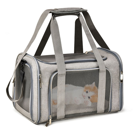 Honden reistas 30×30×40 cm Ademend – Vliegtuig Goedgekeurd Grijs - Hebbr