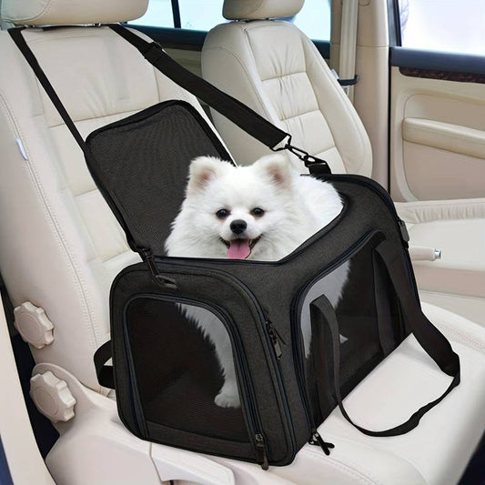 Honden reistas 30×30×40 cm Ademend – Vliegtuig Goedgekeurd Grijs - Hebbr