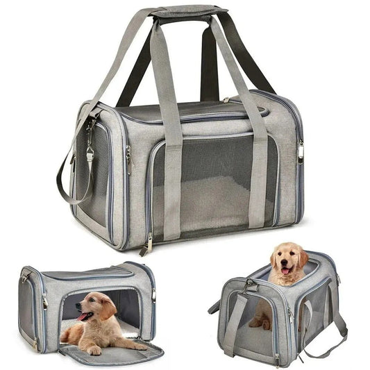 Honden reistas 30×30×40 cm Ademend – Vliegtuig Goedgekeurd Grijs - Hebbr