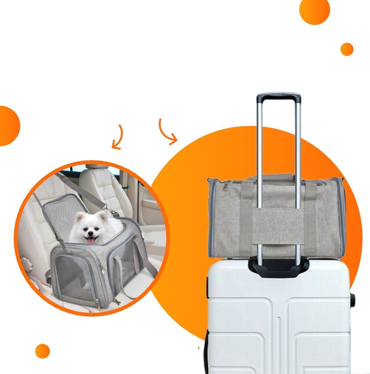 Honden Reistas voor Vliegreizen - Comfortabele, Ademend en Veilige Tas met Slimme Indeling - Hebbr