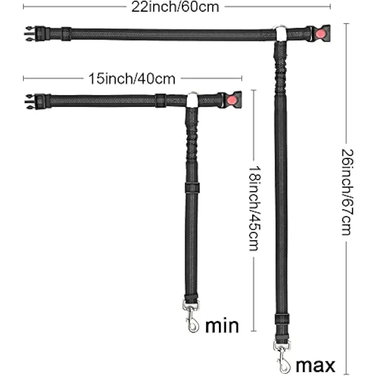 Honden Veiligheidsgordel Verstelbaar – Nylon Elastische Buffer Zwart - Hebbr