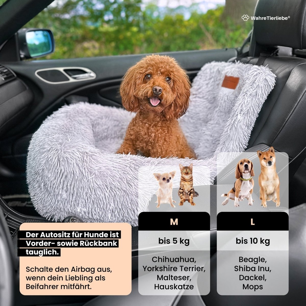 Hondenautostoel voor Auto – Veilig, Comfortabel en Verstelbare Gordels - Hebbr