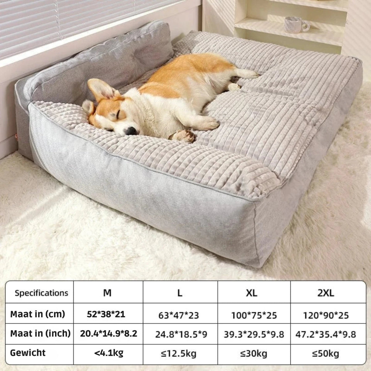 Hondenbed voor Grote Honden - Warm en Comfortabel Hondenmand met Antislip Onderkant, Gemakkelijk te Reinigen - Hebbr