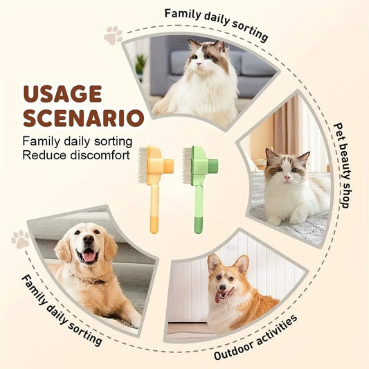 Hondenborstel voor Langharige Huisdieren - Ergonomische Borstel voor Honden en Katten - Hebbr
