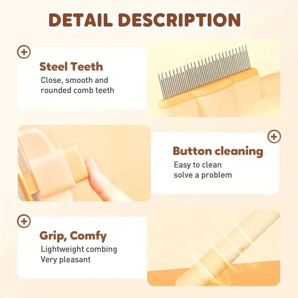 Hondenborstel voor Langharige Huisdieren - Ergonomische Borstel voor Honden en Katten - Hebbr