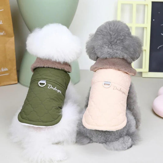 Hondenjas Winter met Fleece en Bontkraag – Warm en Waterdicht Roze - Hebbr