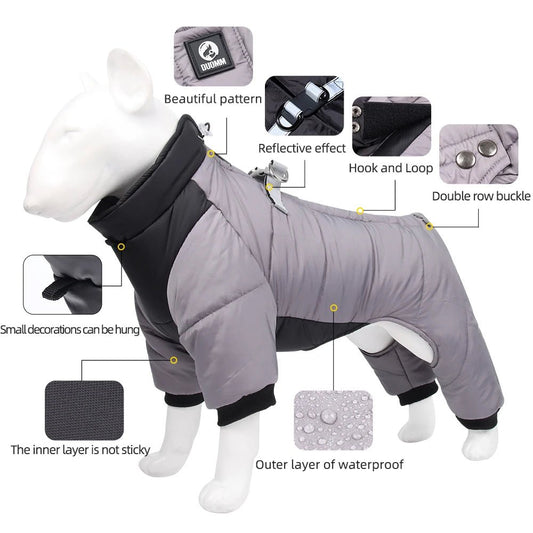 Hondenjas Winter waterdicht Polyester – Warmte en Bescherming Grijs - Hebbr