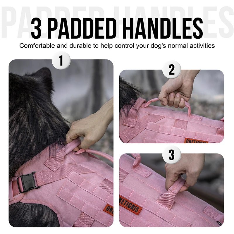 Hondentuig M 1000D Nylon – Zonder Trekkracht, Drie Handgrepen Zwart - Hebbr